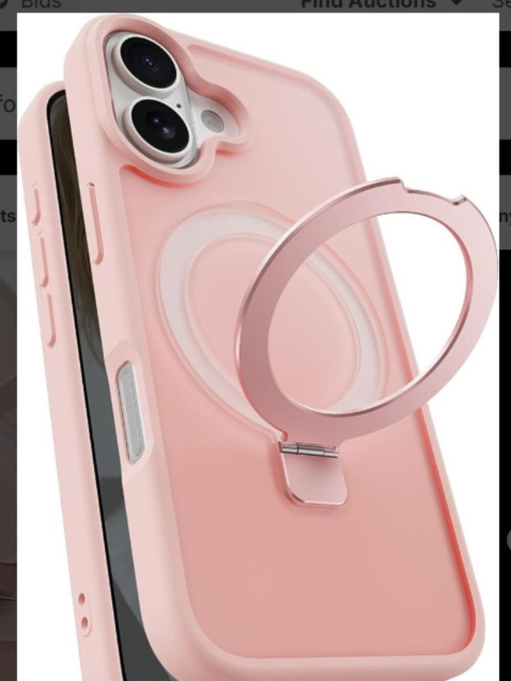 Onn MagSafe iPhone 17 Case with Rotating Kickstand, Chalk Pink
